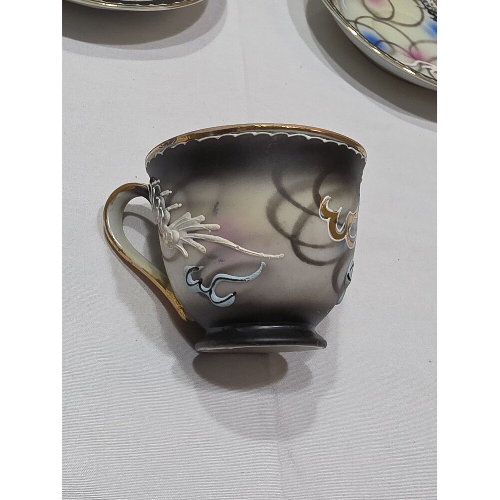 Vintage Dragon Ware Moriage Blue Eyed Dragon 6 Cups And Saucers